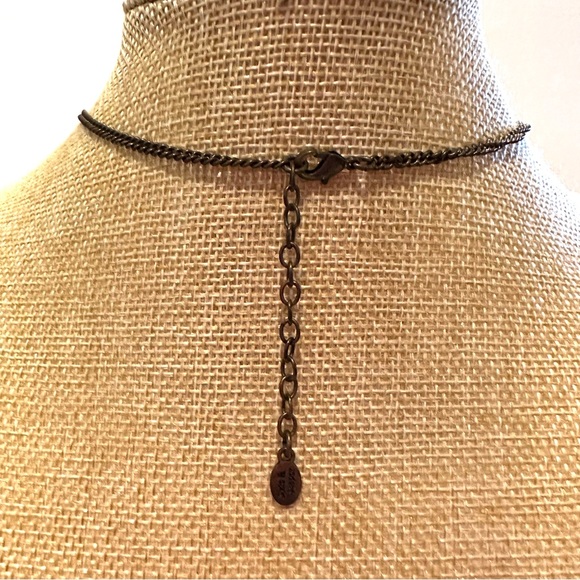 Jade & Jasper Statement Necklace- antique gold w/ flowers green, yellow & clear - Picture 10 of 12